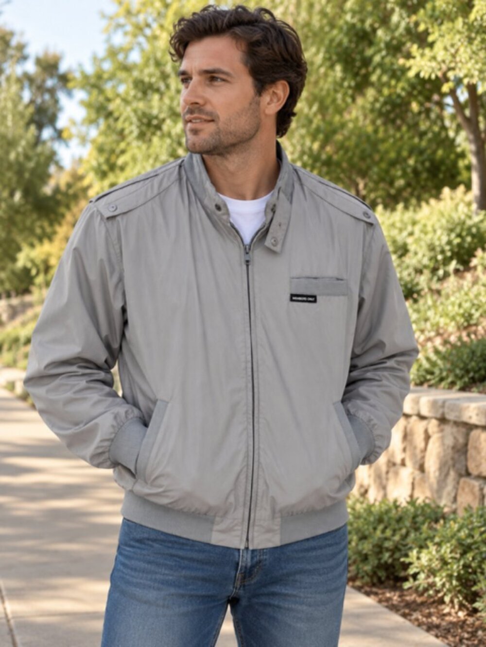 Vintage 90's Iconic Members Only Men’s XL Gray Lightweight Jacket Full Zip